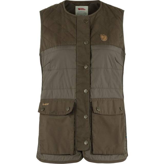 Fjällräven Dam skog ull vadderad väst W väst, mörk olivgrön, M, Mörk olivgrön, M
