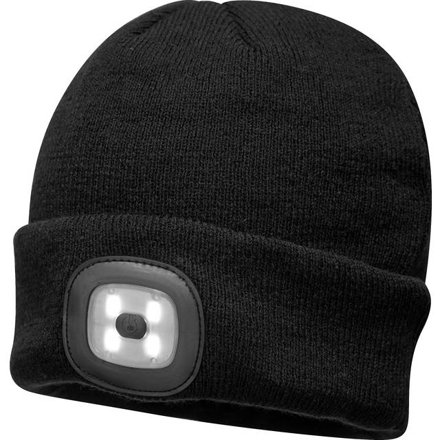 Portwest Beanie USB Rechargeable LED Head Light - Black