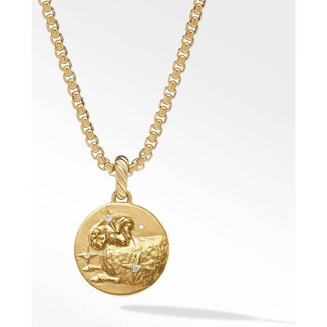 Aries Amulet in 18ct Yellow Gold with Diamonds, 28.7mm