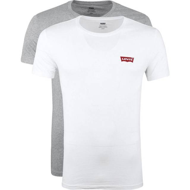 Levi's 2-Pack Crewneck Graphic Tee T-Shirt herr, White / Mid Tone Grey Heather, XXL