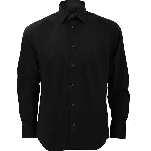 (14.5, Black) Russell Collection Mens Long Sleeve Easy Care Fitted Shirt