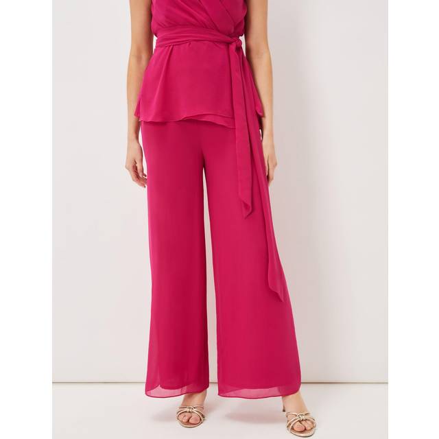Pink Florentine Wide Leg Chiffon Trousers (10)