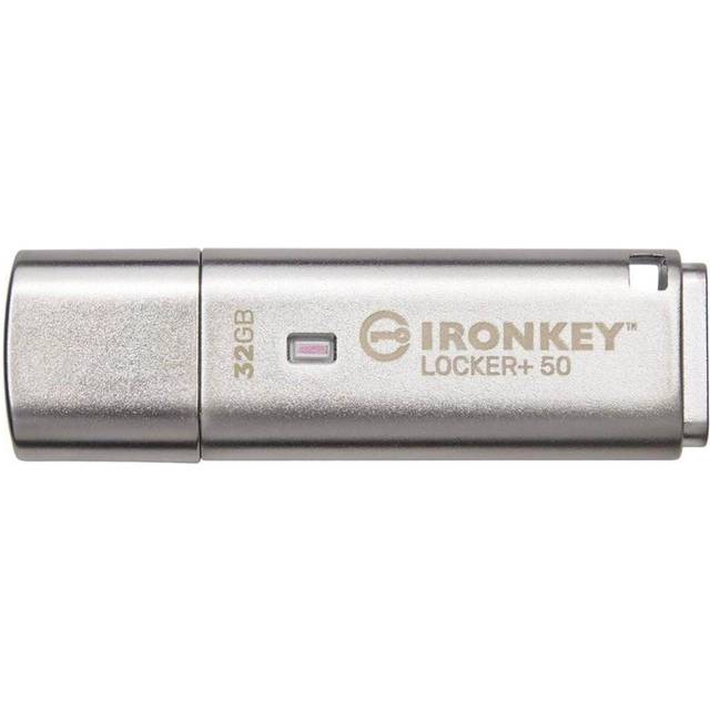 Kingston IronKey Locker+ 50 USB-minne XTS-AES-kryptering för dataskydd med automatisk USBtoCloud säkerhetskopiering -IKLP50/32 GB