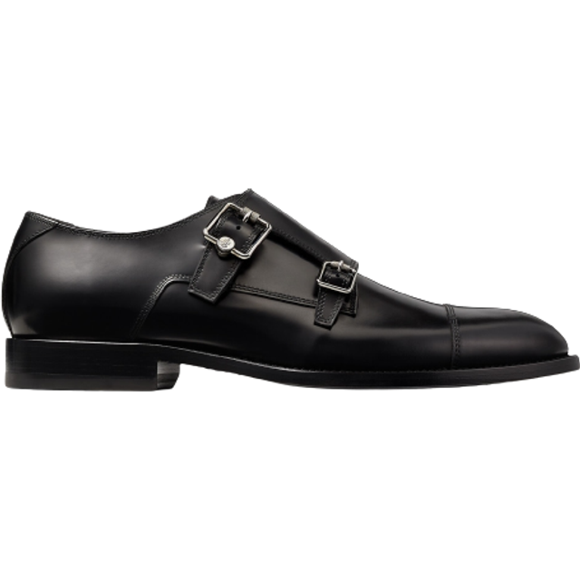 Jimmy Choo Womens Black Finnion Double-strap Leather Monk Shoes Eur 42.5 / 8.5 Uk Men - BLACK