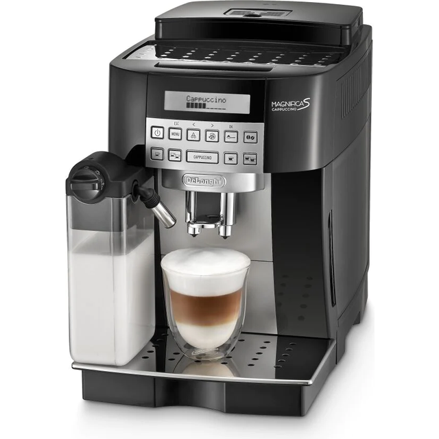 DeLonghi ECAM 22.360.B helautomatisk kaffemaskin (1,8 liter, 15 bar, 1450 watt, mjölkbehållare) svart