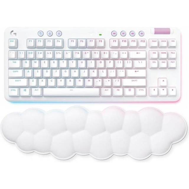 Logitech G715 TKL – trådlöst mekaniskt tangentbord med RGB in Vit, US International (Qwerty)