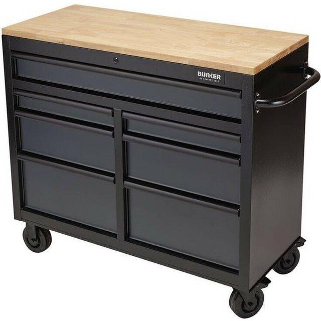 BUNKER Workbench Roller Tool Cabinet, 7 Drawer, 41", Grey