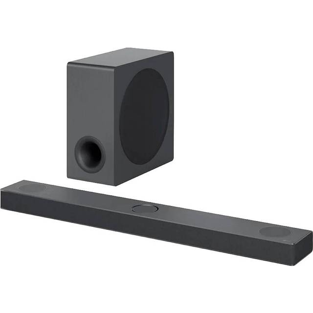 LG DS80QY 3.1.3 Soundbar (480W) med trådlös subwoofer och meridian-teknik (Dolby Atmos, HDMI, Bluetooth), mörkstål silver