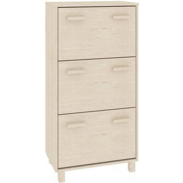 vidaXL Shoe Cabinet HAMAR White 59.5x35x117 cm Solid Wood Pine