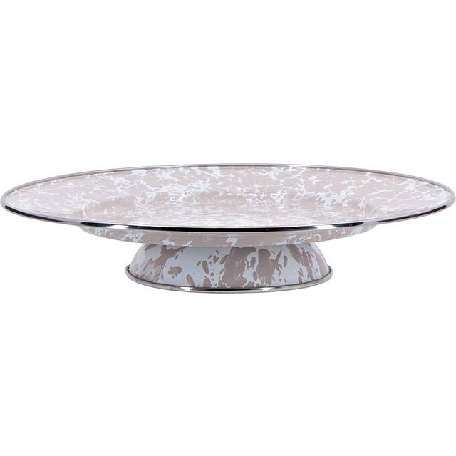 "Golden Rabbit Enamelware - 12.5"""""""" Cake Plate (Taupe Swirl)"