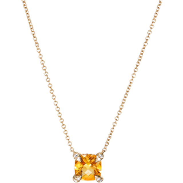 Petite Chatelaine® Pendant Necklace in 18ct Yellow Gold with Hampton Blue Topaz and Diamonds, 7mm