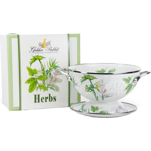 Golden Rabbit Enamelware - 2-piece Colander Gift Set (Herbs)