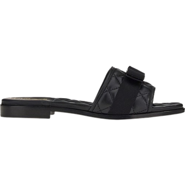 Ferragamo Women Quilted slide with Vara bow Black Size 5