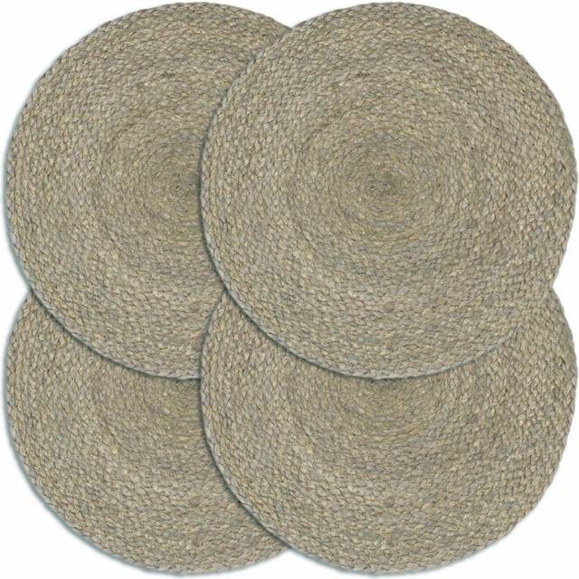 vidaXL Placemats 4 pcs Natural and Anthracite 38 cm Jute and Cotton - Grey