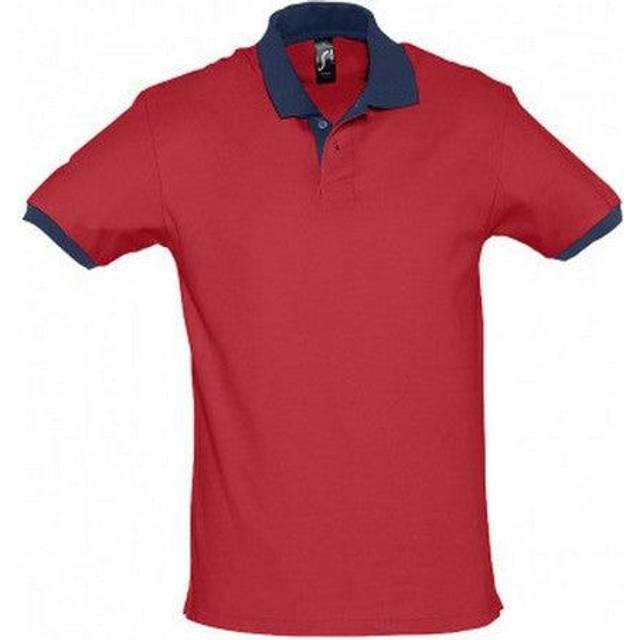 (S, White/French Navy) SOLS Prince Unisex Contrast Pique Short Sleeve Cotton Polo Shirt