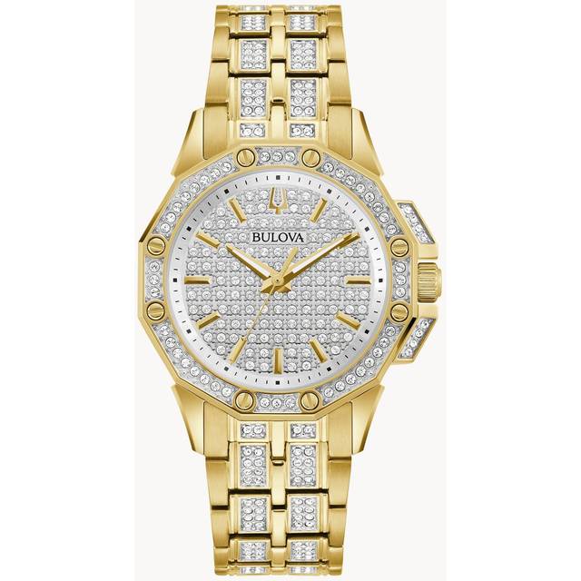 Bulova Crystal 98L302 Octava Gold Tone Bracelet Watch - W83195