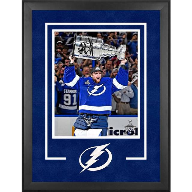 Andrei Vasilevskiy Tampa Bay Lightning Autographed Deluxe Framed 2021 Stanley Cup Champions 16" x 20" Raising Cup Photograph