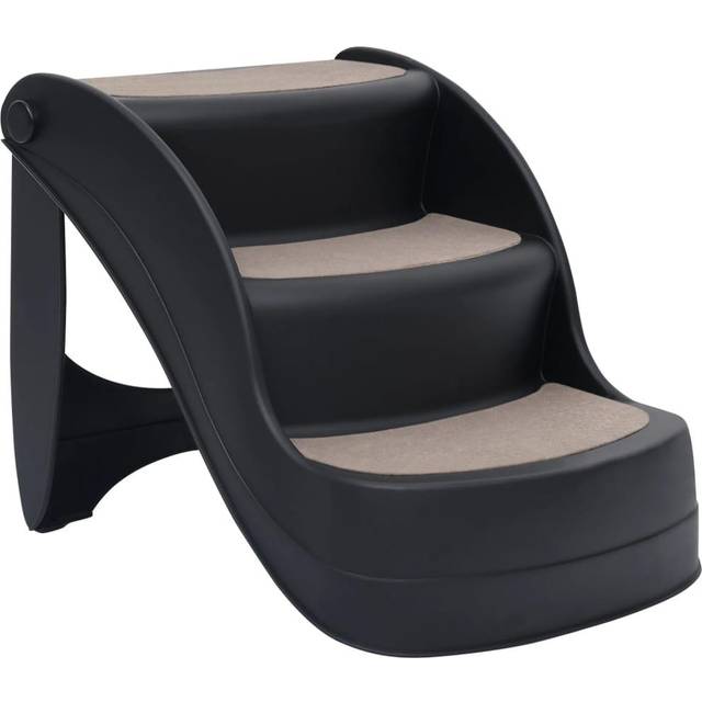 vidaXL Folding 3-Step Dog Stairs Black