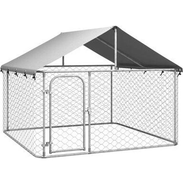 vidaXL Outdoor Dog Kennel with Roof 200x200x150 cm - Silver
