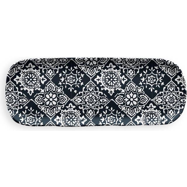 TarHong TT20744473 17.5 x 7 in. Black Bamboo Medallion Tray, Planta & Majority Plant Based Melamine