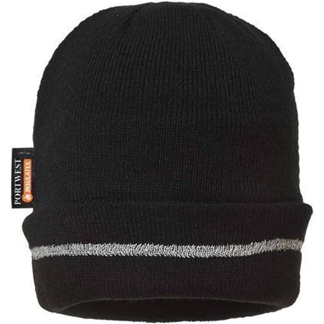Portwest Reflective Trim Knit Hat Insulatex Lined - Black
