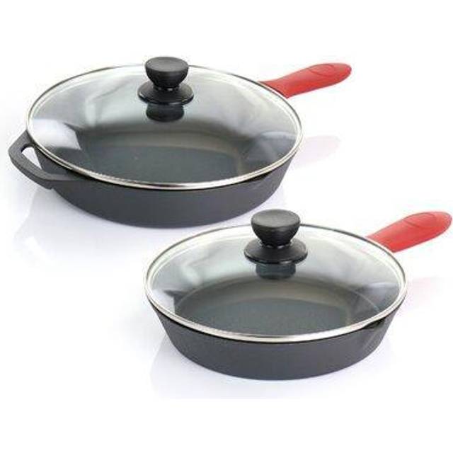 Megachef Pre-Seasoned 6Pc Cast Iron Skillet Set With Silicone Holders