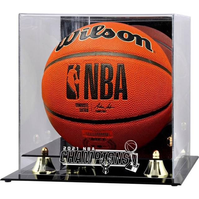 Milwaukee Bucks Golden Classic 2021 NBA Finals Champions Logo Basketball Display Case with Mirrored Back