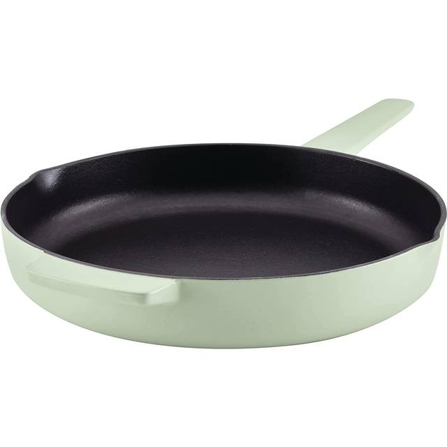 Enameled Cast Iron 12-Inch Skillet With Helper Handle - Pistachio
