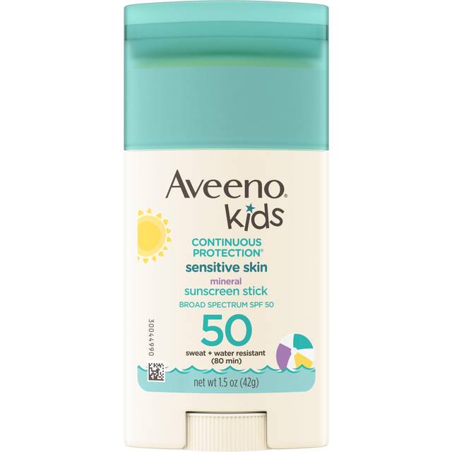 Aveeno Kids Continuous Protection Zinc Oxide Mineral Sunscreen Stick for Sensitive Skin  Face & Body Sunscreen Stick for Kids with Broad Spectrum SPF