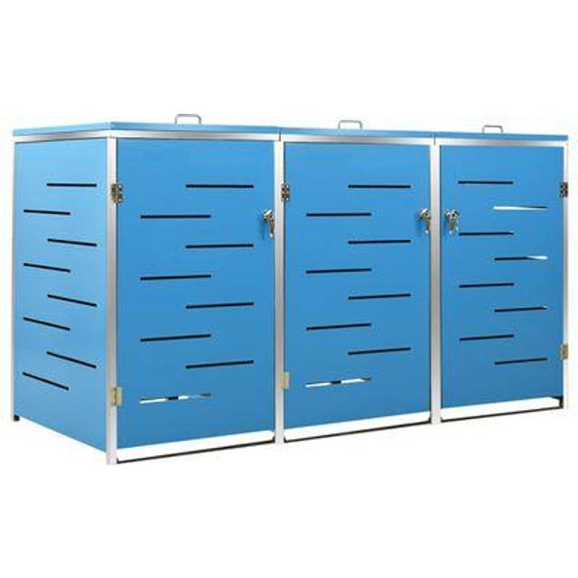 vidaXL Triple Wheelie Bin Shed 207x77.5x112.5 cm Stainless Steel - Orange