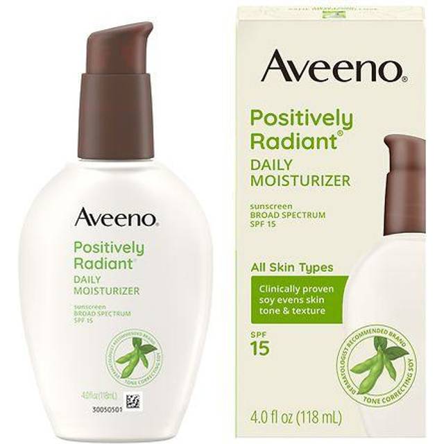 Aveeno Positively Radiant Daily Face Moisturizer with SPF 15 Sunscreen  Hydrating Facial Moisturizer with Soy Extract to Improve Skin Tone and Texture