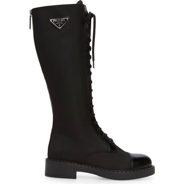 Prada Re-Nylon and leather knee-high boots - black (UK 3.5)