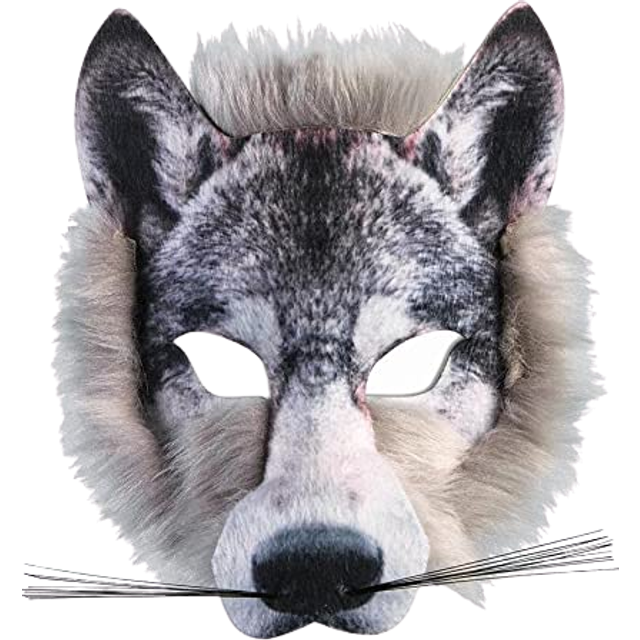 Wolf Face Mask Realistic Fur