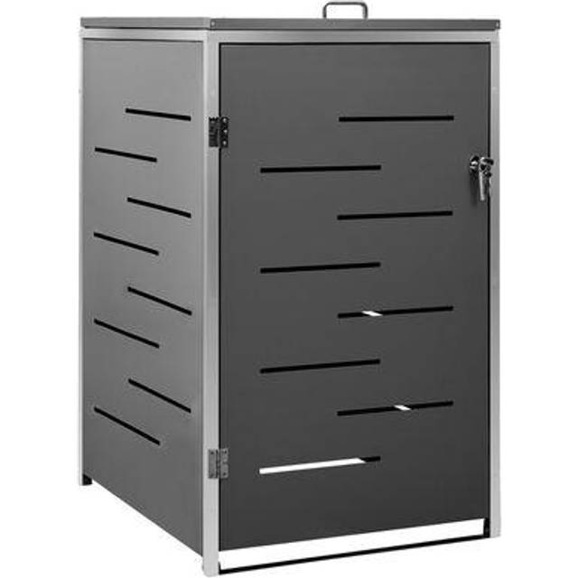 vidaXL Single Wheelie Bin Shed 69x77.5x112.5 cm Stainless Steel - Blue