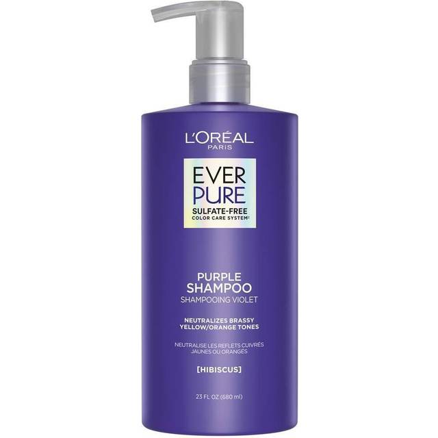 LOral Paris EverPure Sulfate Free Brass Toning Purple Shampoo for Blonde  Bleached  Silver  or Brown Highlighted Hair  23Fl; Oz Packaging May Vary