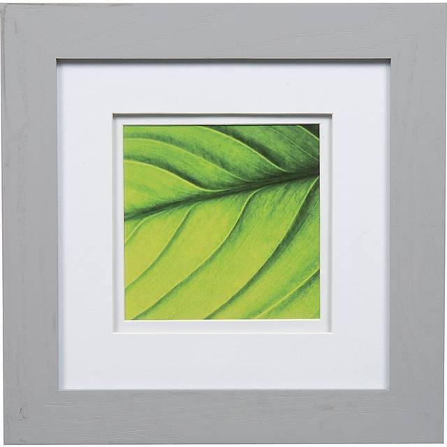 "Gallery Solutions - 8""""x8"""" Flat Grey Wall Frame - Double White Mat - Wall/Wall Mount Display - Perfect Fit for 5""""x5"""" Photos - Versatile M"