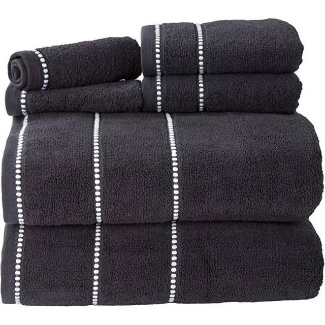 Lavish Home 6PC Towel Set - Cotton Bathroom Accessories with 2 Bath Towels  2 Hand Towels  and 2 Wash Cloths - Quick Dry Towels (Eggplant)