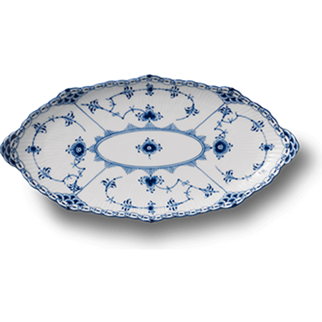 Royal Copenhagen Musselmalet Helblonde Oval Tallerken 24,5 cm - Middagstallrikar Från Magasin - Hvid (24,5 cm)