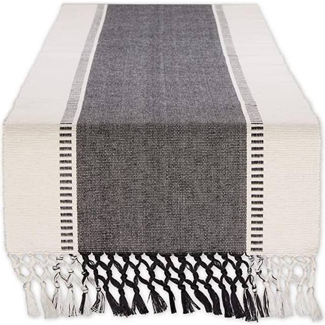 DII Dobby Stripe Woven Table Runner  13x108 (13x113.5  Fringe Included