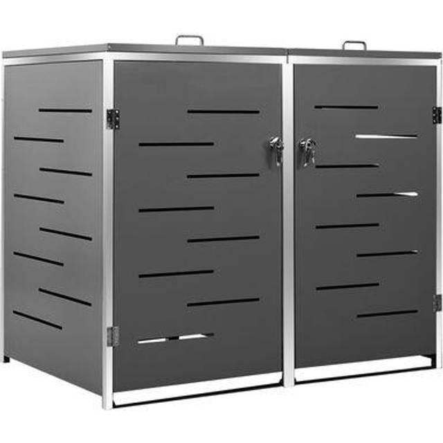 Vidaxl Double Wheelie Bin Shed 138x77.5x112.5 Cm Stainless Steel