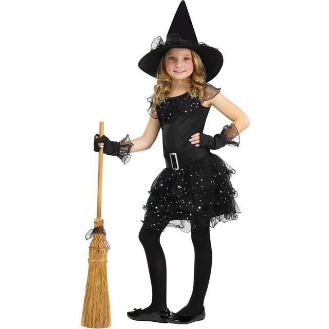 Glitter Witch Girls Costume | Witch Costumes - Black (L)