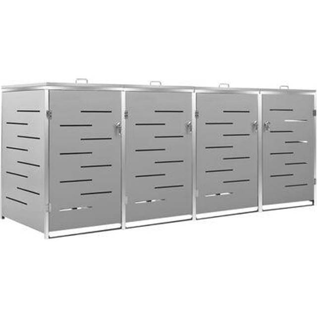 vidaXL Quadruple Wheelie Bin Shed 276.5x77.5x112.5 cm Stainless Steel - Blue
