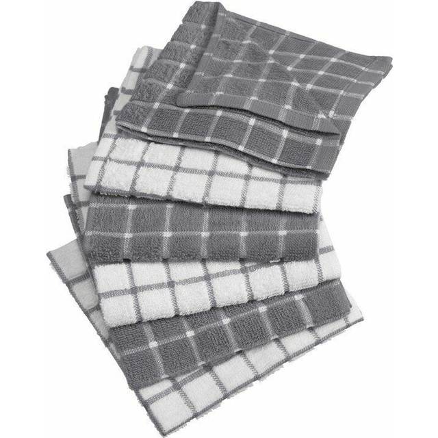 DII Basic Terry collection Windowpane Dishcloth Set  12x12  gray  6 Piece