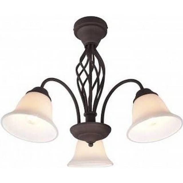 Trio Leuchten taklampa ruca 601000324, metall rostfärgad, glas vit matt, exklusiv 3 x E14