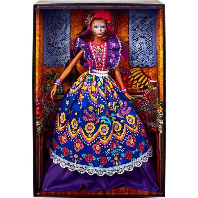 Barbie Barbie 2022 Día De Muertos Day of the Dead Doll Wearing Traditional Ruffled Dress, Flower Crown & Calavera Face Paint