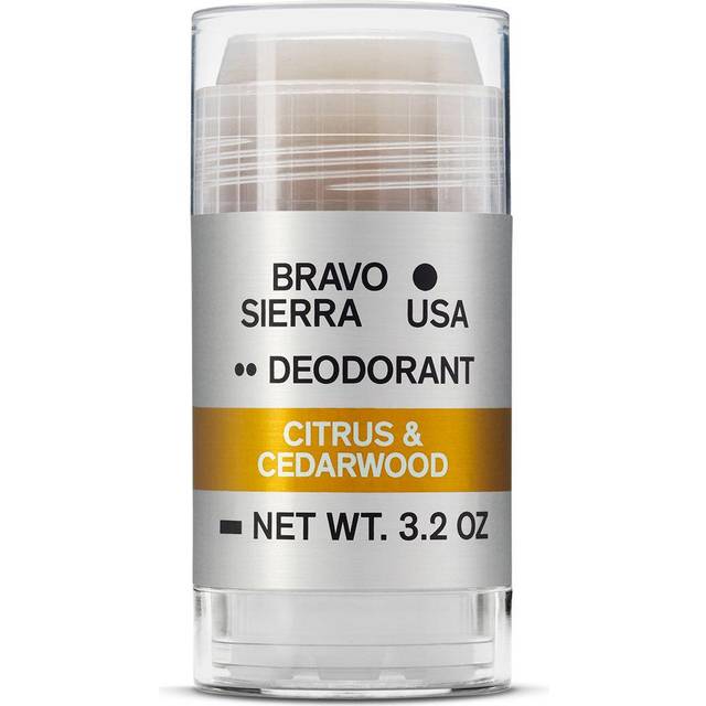Aluminum-Free Natural Deodorant for Men by Bravo Sierra - Long Lasting All-Day Odor and Sweat Protection - Citrus and Cedarwood  3.2 oz - Paraben-Free