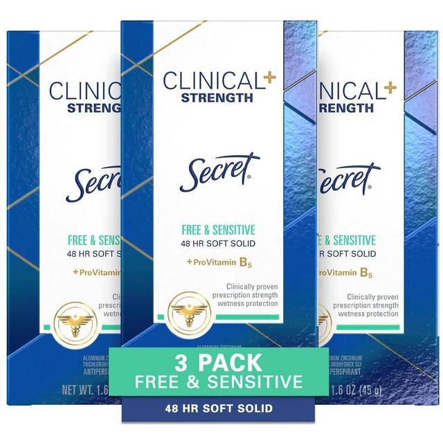 Secret clinical Strength Soft Solid Antiperspirant and Deodorant for Women  Free  Sensitive  16 oz  Pack of 3