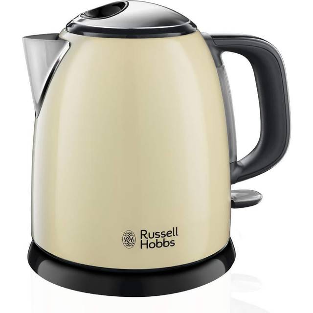 Russell Hobbs Colours Plus kompakt vattenkokare, 1.0l, 2400W, snabbkokningsfunktion, avtagbart kalkfilter, perfekt hällpip, resevattenkokare, grå, 24993-70