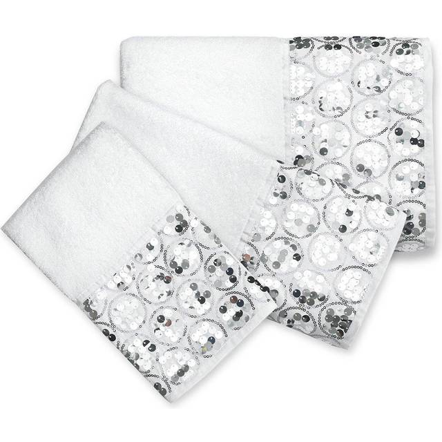 Sinatra Modern Bathroom Towel Set 3 Piece Bath, Hand and Wash Towel Luxury Contemporary Decor Bling, Soft, Plush and Highly Absorbent, Silver