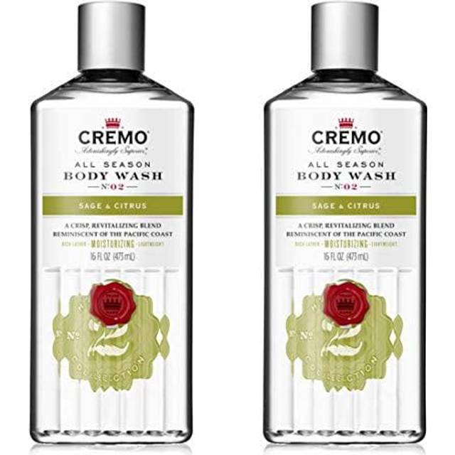 Cremo Rich-Lathering Sage & Citrus Body Wash, A Revitalizing Combination of Bright Mandarin, Dry Herbs and White Cedar, 16 Oz (2-Pack)